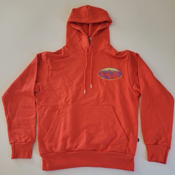 NWT Hanes Explorer Mens French Terry Hoodie Lightweight Graphic Orange Ombre XS - Picture 1 of 9